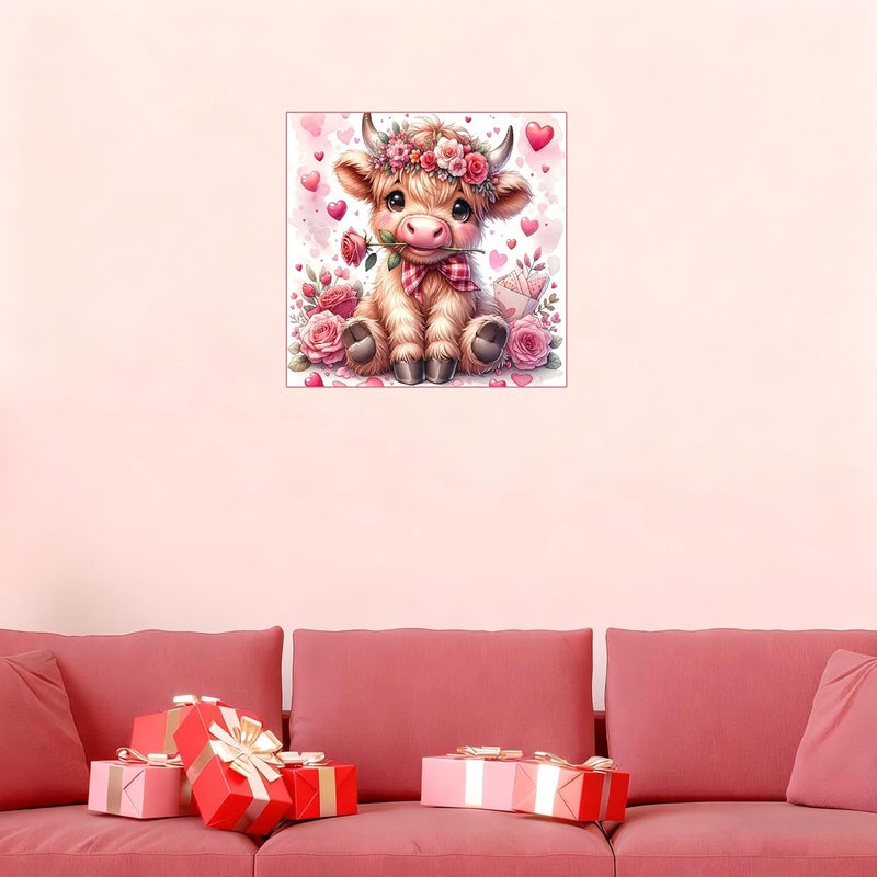 TaeYsck Valentine's Day Stamped Cross Stitch Kits for Adults Beginners, Cow Flowers Easy DIY Counted Cross Stitch Kit Printed Patterns Dimensions Needlepoint Art Crafts Embroidery Kits for Home Wall Decor - Image 3